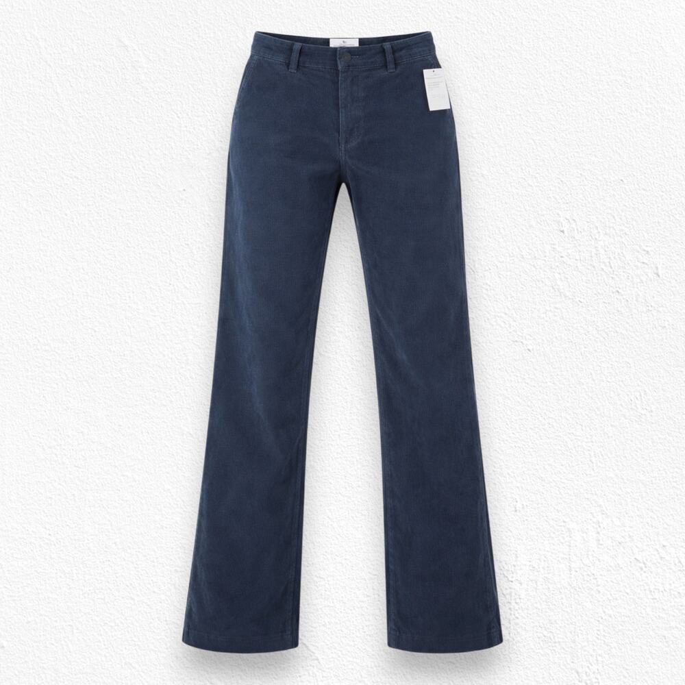 Frank & Eileen Kinsale Navy Blue Corduroy Mid-Rise Crop Wide Leg Pants Size 2